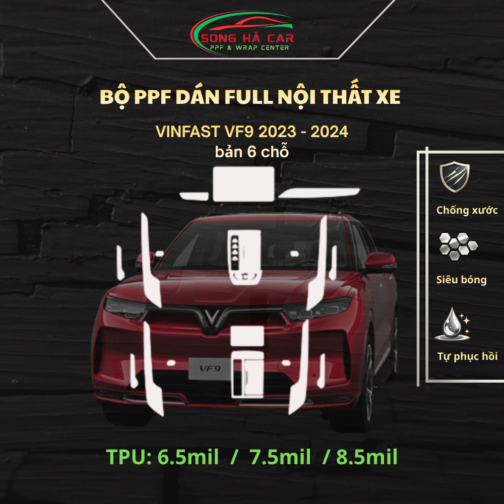 VINFAST VF9 Film PPF dán xe chống xước và phục hồi vết xước nội thất ô tô